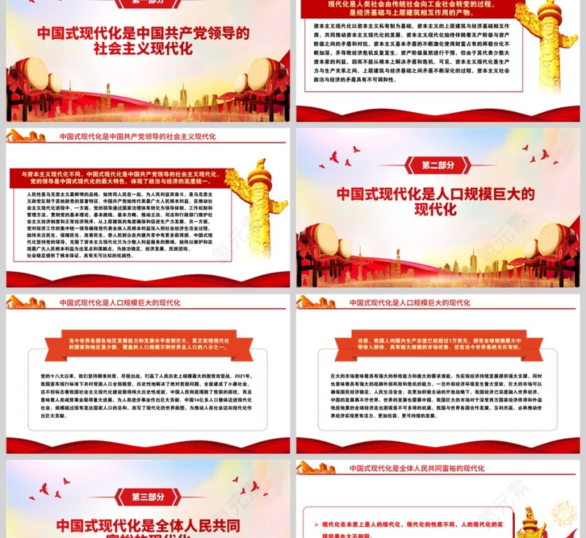 红色党政风中国式现代化的中国特色与世界贡献PPT模板第2张