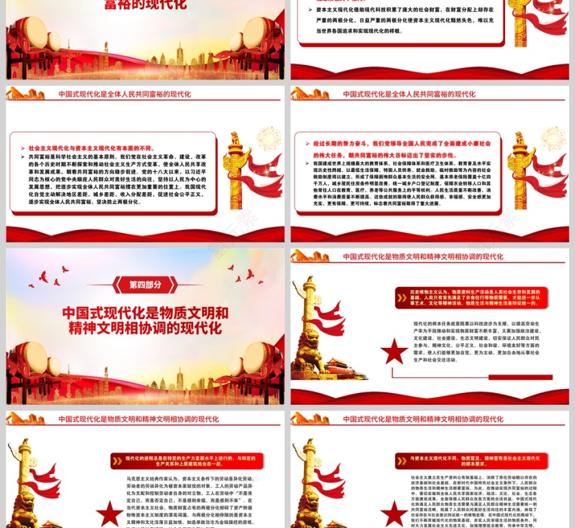 红色党政风中国式现代化的中国特色与世界贡献PPT模板第3张