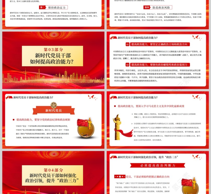 红色党政风为什么新时代党员要提高政治能力PPT模板第3张