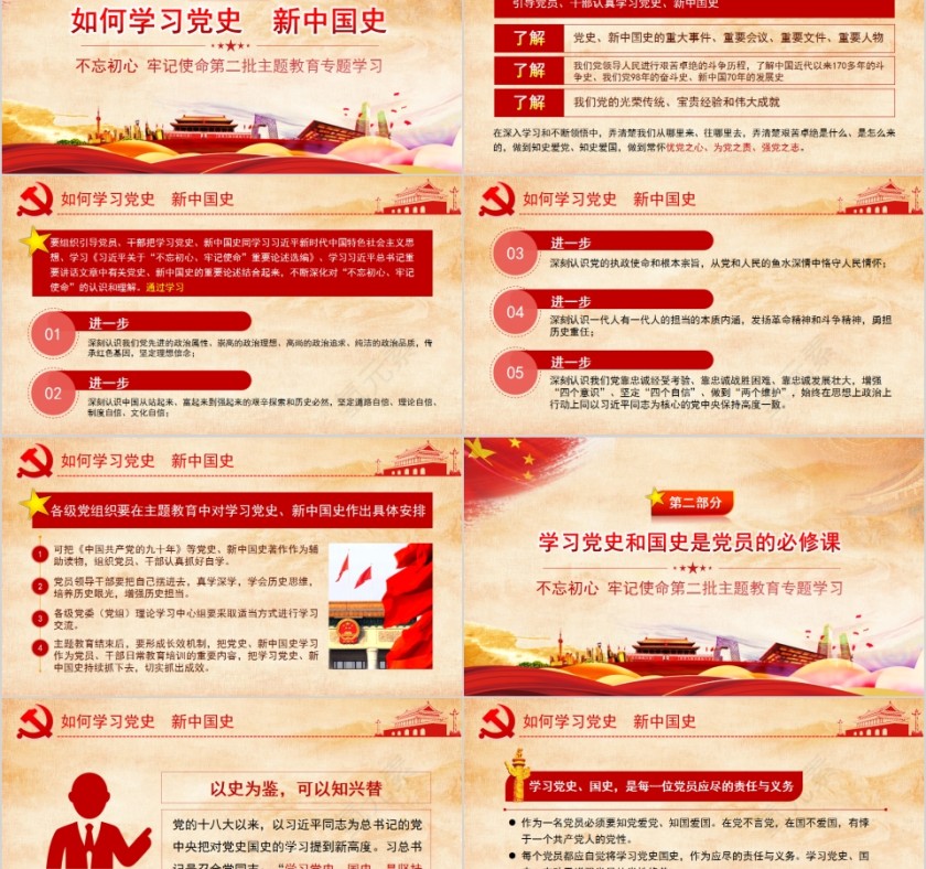 传承红色基因牢记初心使命主题教育专题学习PPT模板第2张