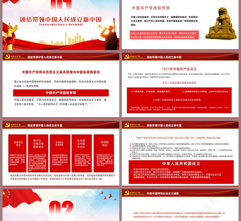 红色党政风迎七一重温党史PPT模板第2张