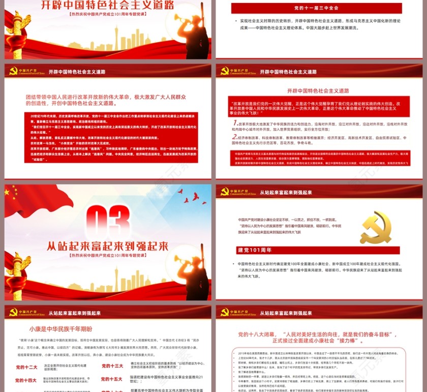 红色党政风迎七一重温党史PPT模板第3张