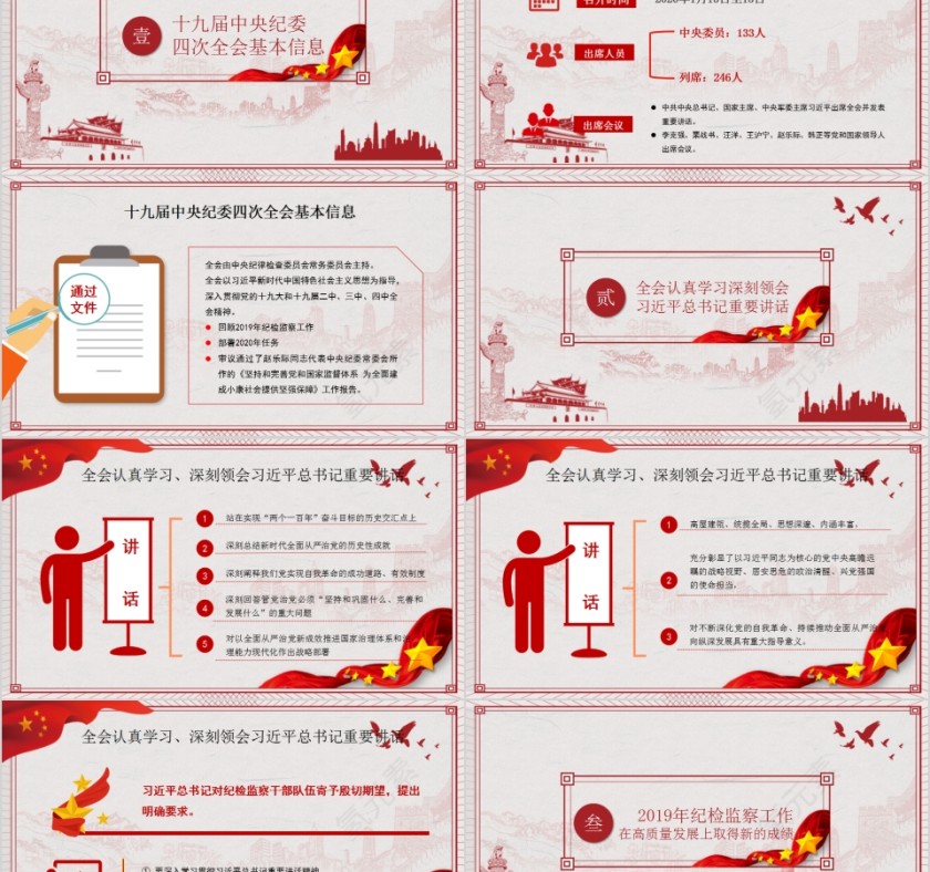 简约十九届中央纪委四次全会公报PPT第2张