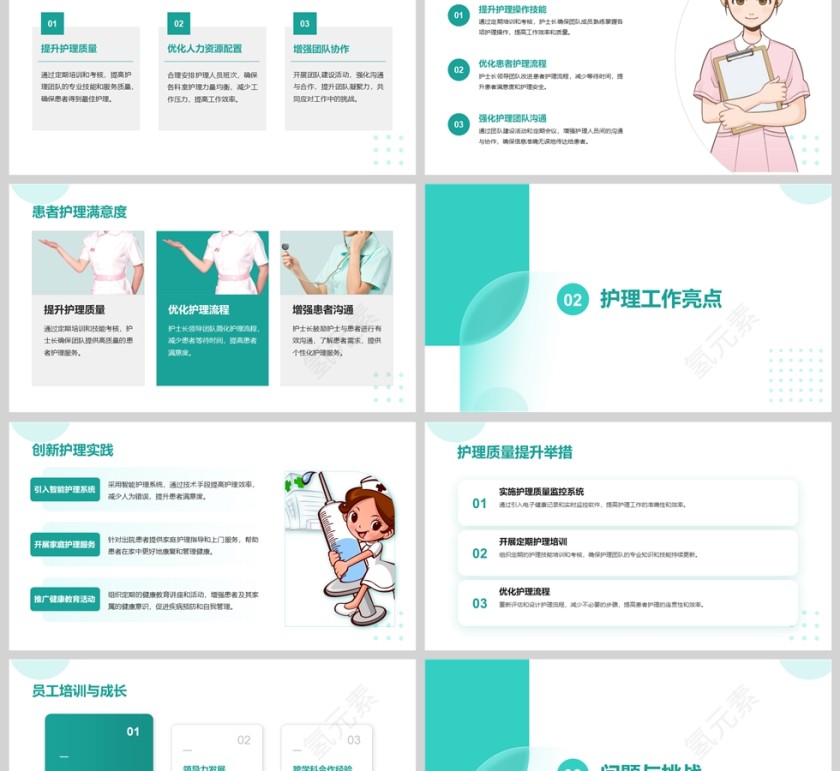 护士长年终工作总结新年计划PPT模版第2张