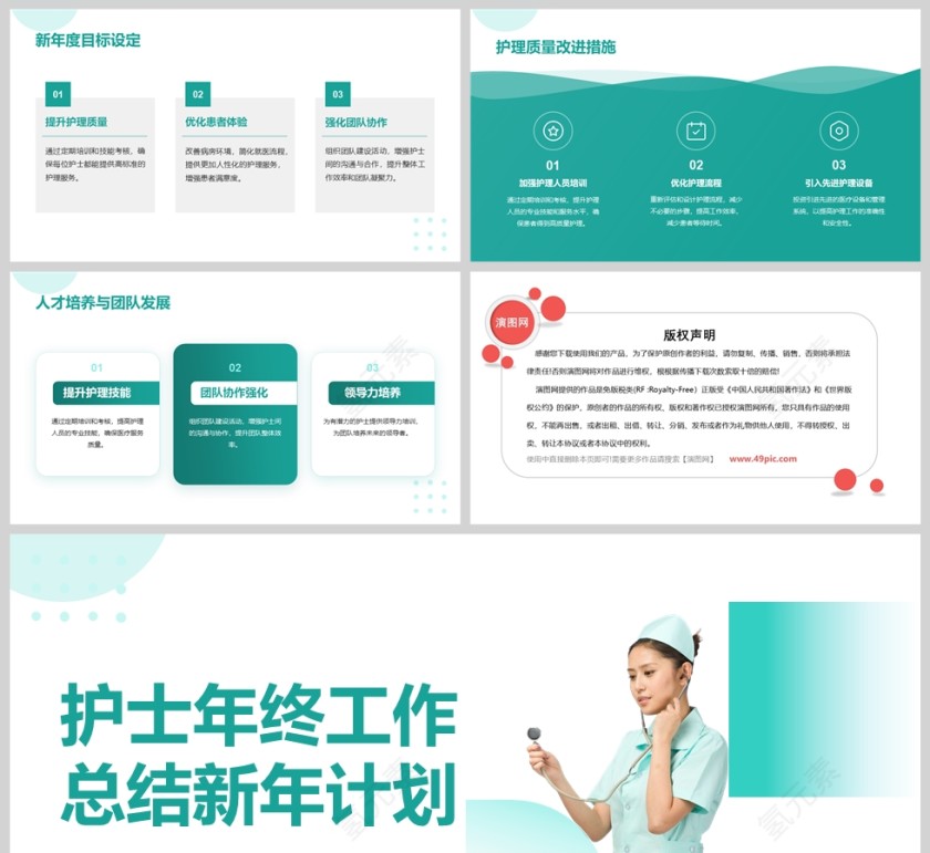 护士长年终工作总结新年计划PPT模版第5张