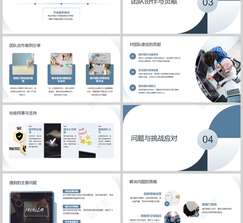 蓝色简约风年终述职报告PPT模版第3张