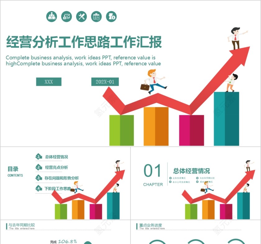 商务简约经营分析工作思路工作汇报PPT第1张