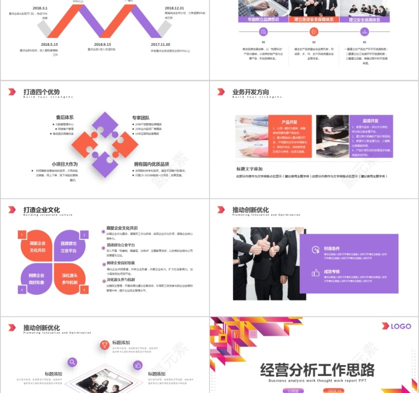 清新商务经营分析工作思路PPT模板第5张