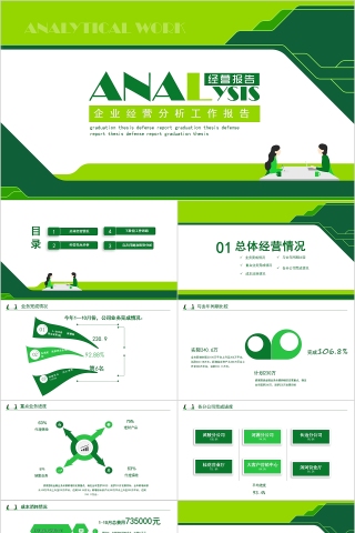 绿色简约企业经营分析工作报告PPT模板