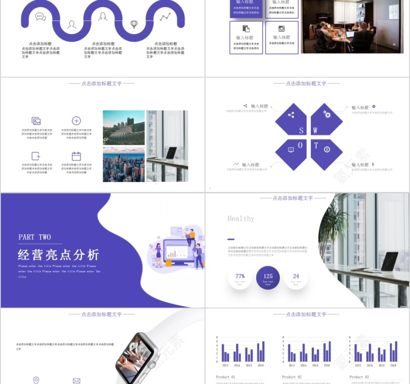 简约紫色经营分析工作报告PPT第2张