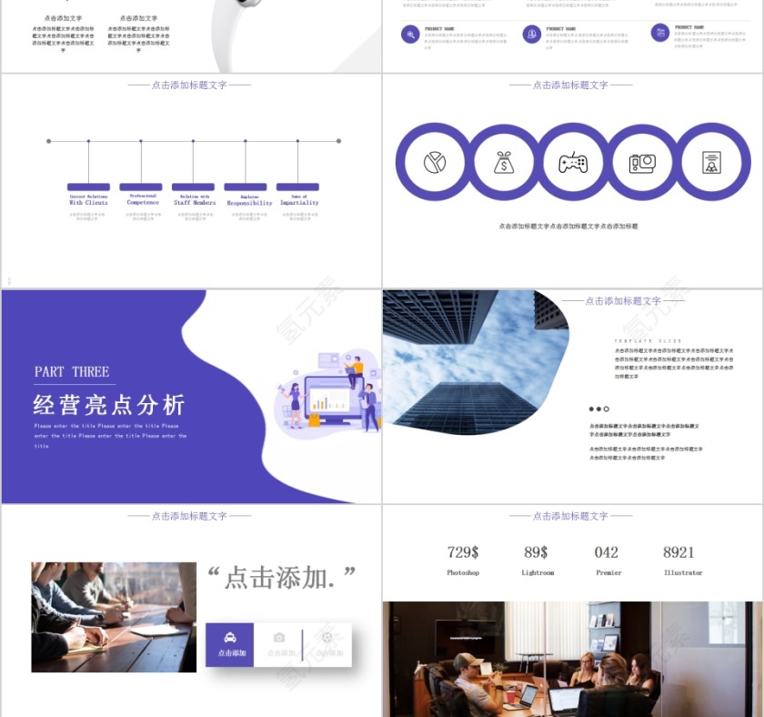简约紫色经营分析工作报告PPT第3张