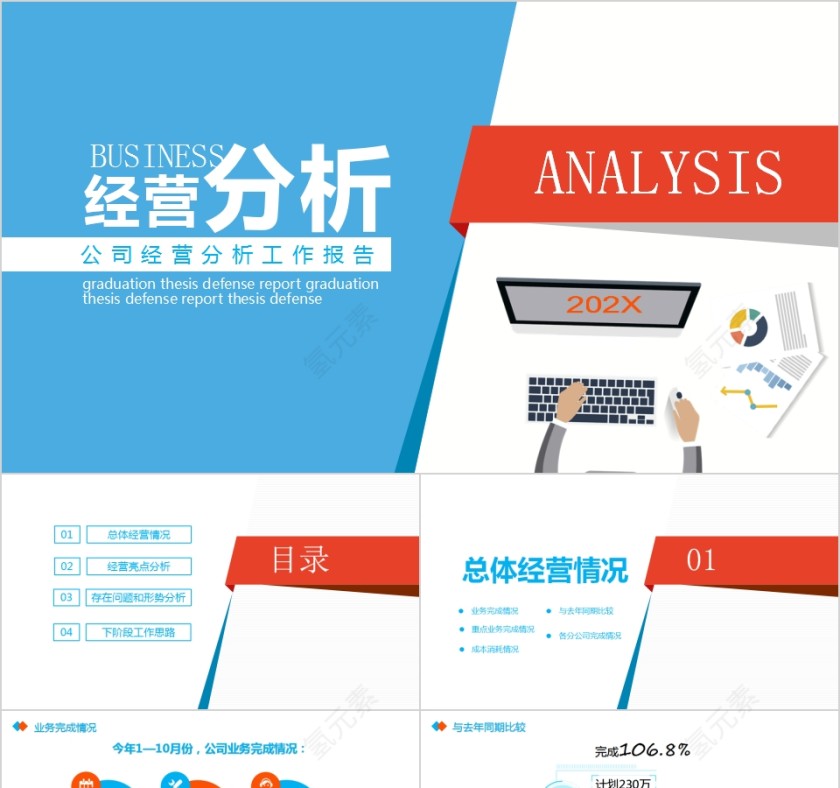 商务大气公司经营分析工作报告PPT模板第1张