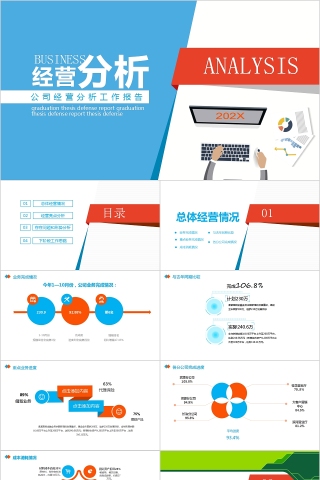 商务大气公司经营分析工作报告PPT模板