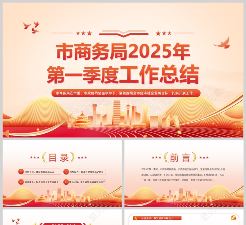 市商务局2025年第一季度工作总结汇报PPT模板第1张
