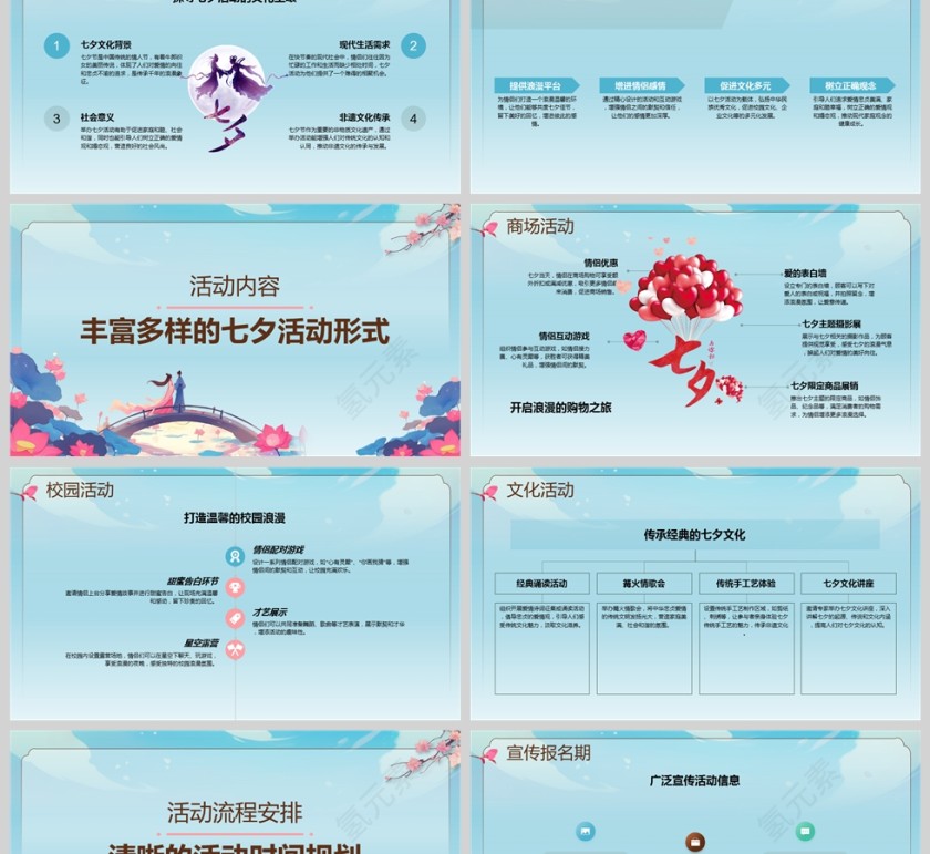 卡通风七夕情人节活动策划ppt模板第2张