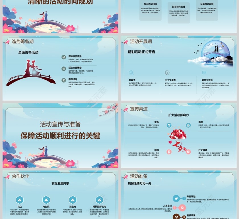 卡通风七夕情人节活动策划ppt模板第3张