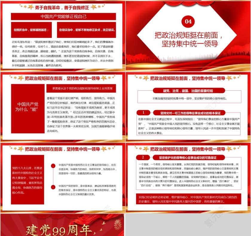 七一建党节纪念建党99周年历史的轨迹PPT第4张