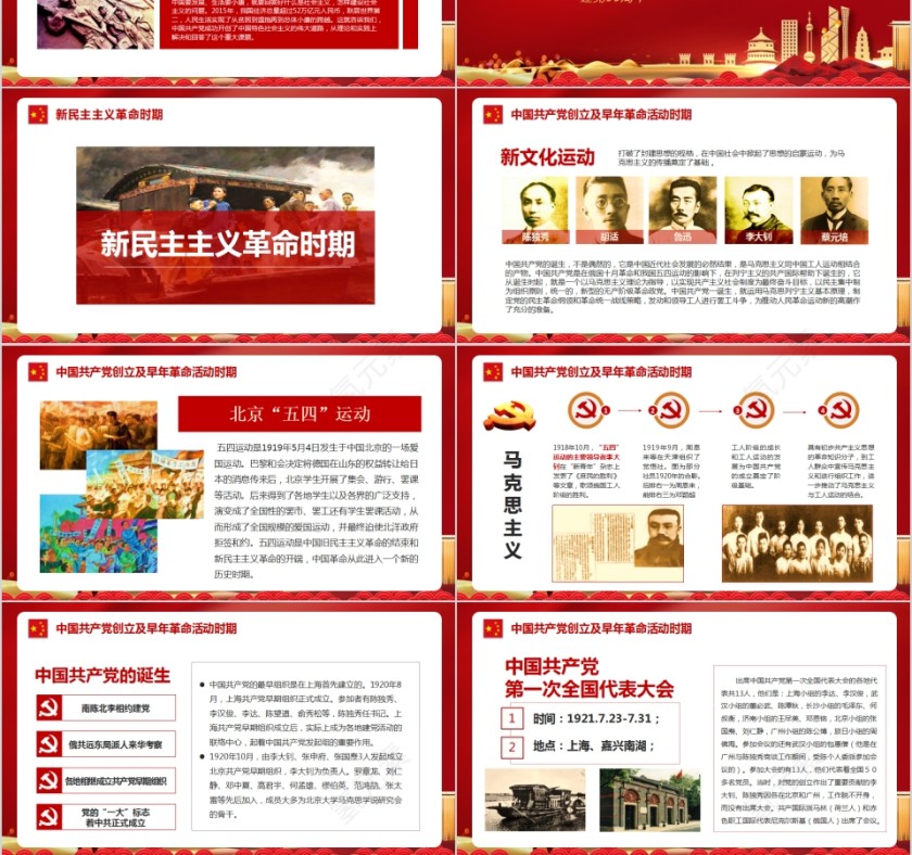 红色大气中国风热烈庆祝中国共产党成立99周年PPT第3张