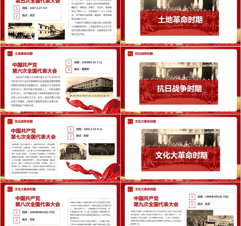 红色大气中国风热烈庆祝中国共产党成立99周年PPT第5张