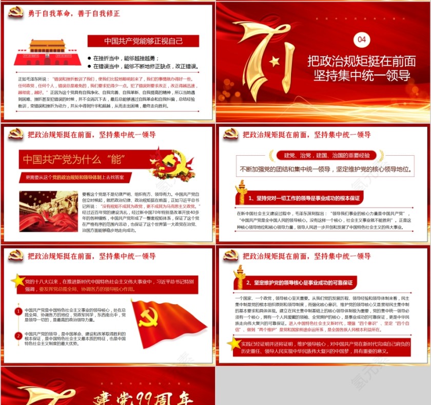历史的轨迹七一建党节纪念建党99周年PPT模板第4张