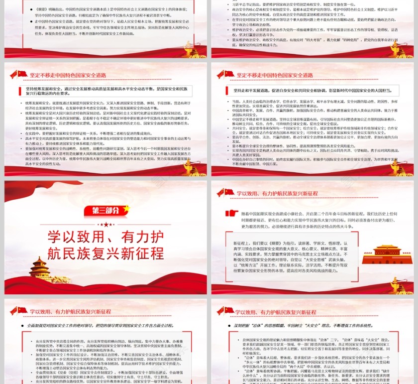 红色党政风深入学习宣传贯彻《总体国家安全观学习纲要》PPT模板第3张