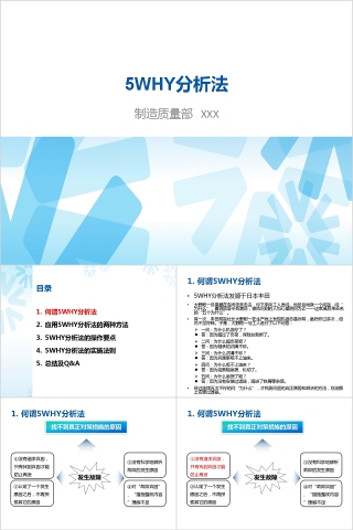 制造质量部生产培训5WHY分析法PPT模板