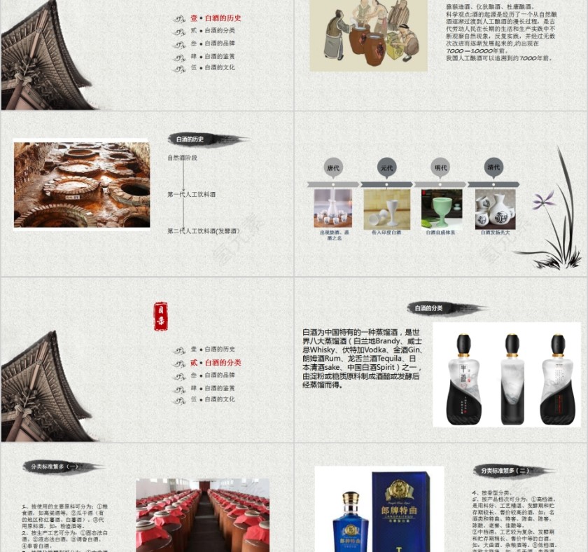 简约清新中国白酒文化PPT模板第2张