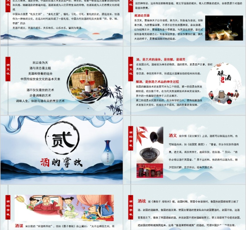 简约清新中国酒文化PPT模板第2张