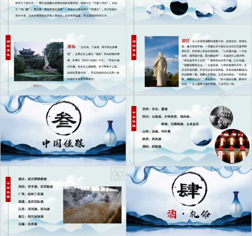 简约清新中国酒文化PPT模板第3张