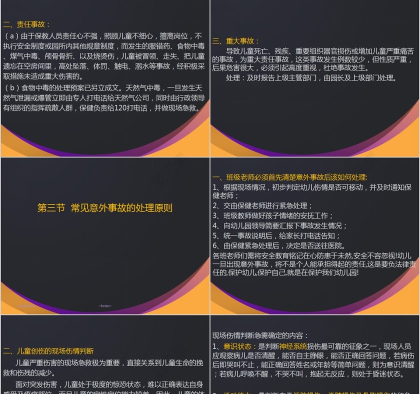 简约黑色儿童意外伤害PPT模板第3张