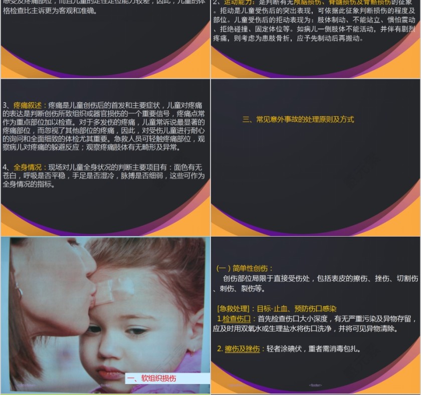 简约黑色儿童意外伤害PPT模板第4张