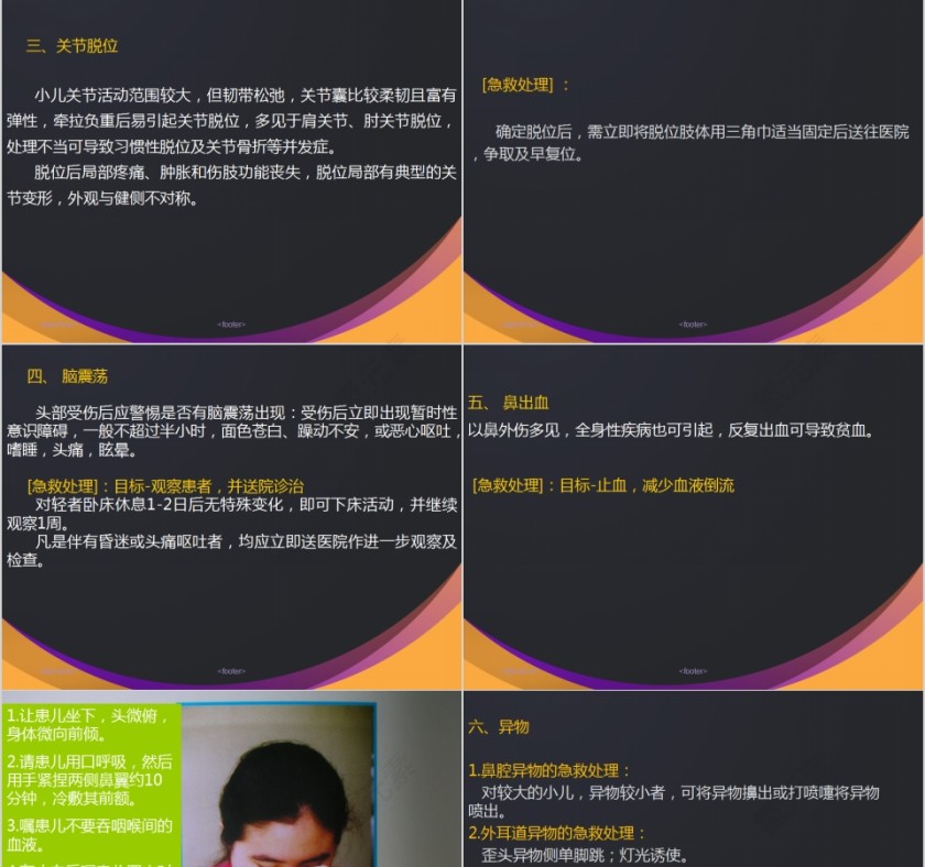 简约黑色儿童意外伤害PPT模板第7张