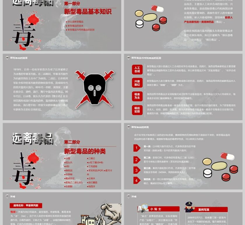远离毒品禁毒知识宣传教育PPT模版第2张