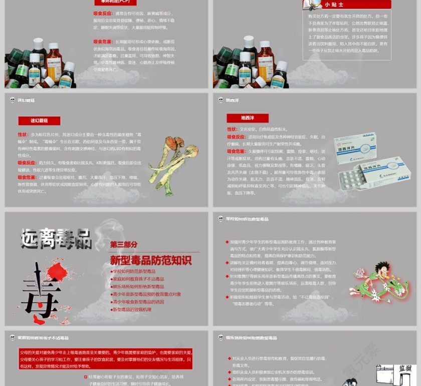 远离毒品禁毒知识宣传教育PPT模版第6张