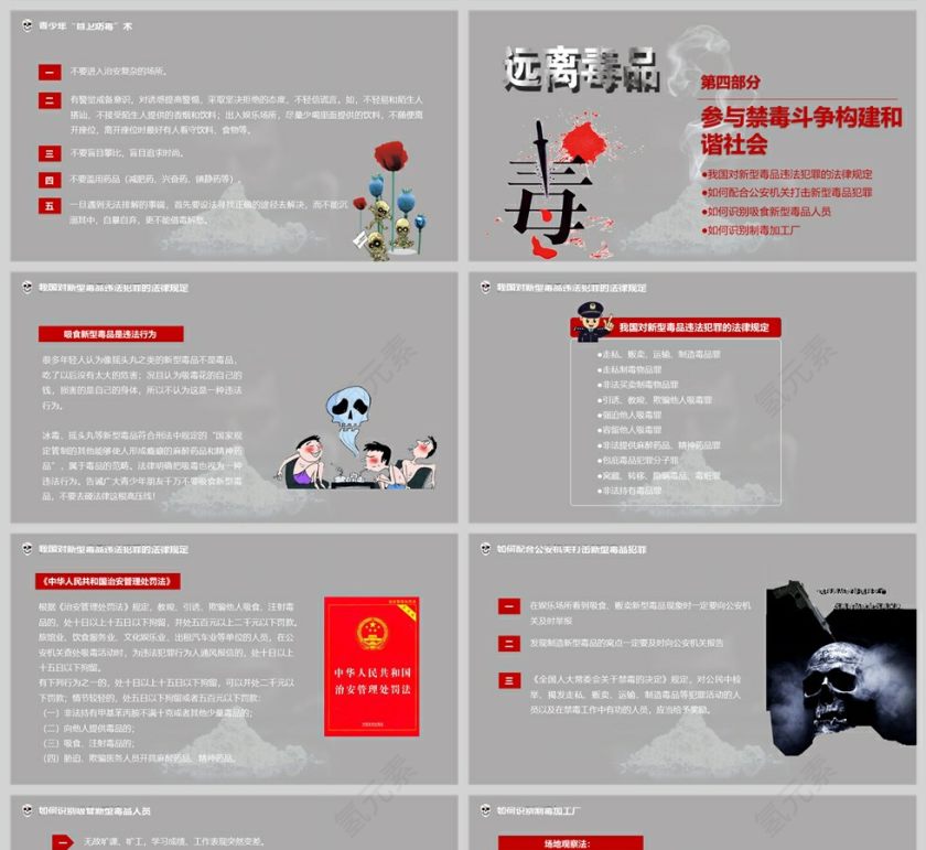 远离毒品禁毒知识宣传教育PPT模版第9张