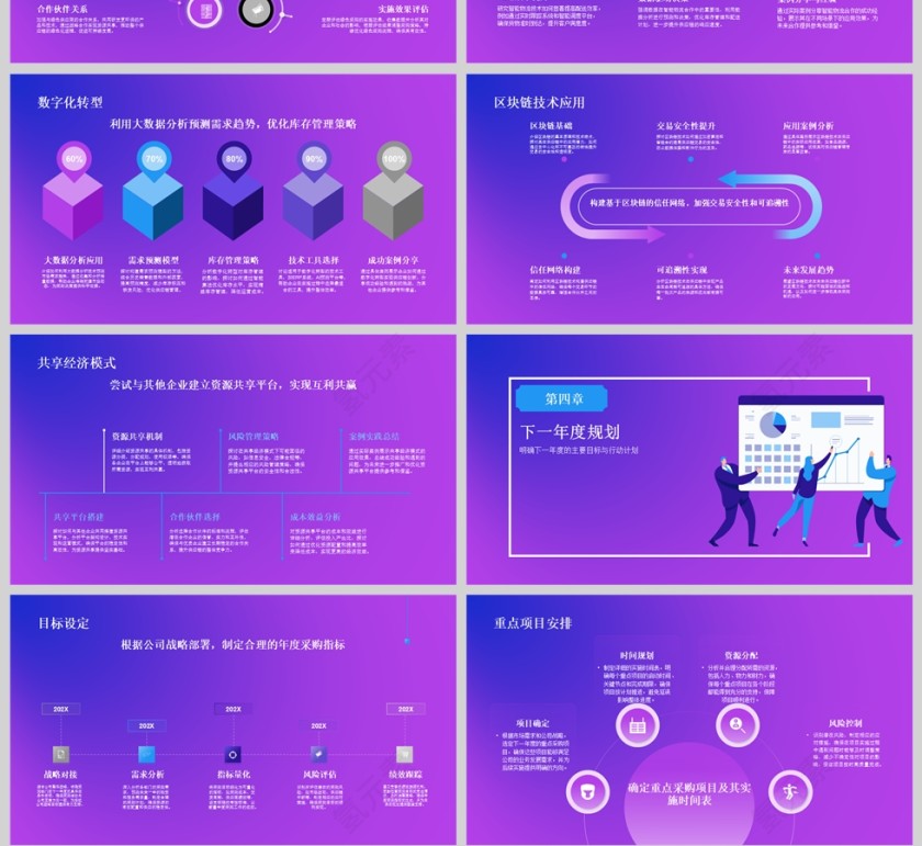 蓝紫色采购部年终工作总结PPT模板第4张