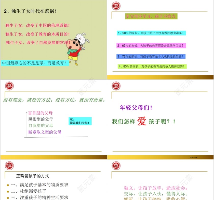 简约清新溺爱不是爱PPT模板第5张