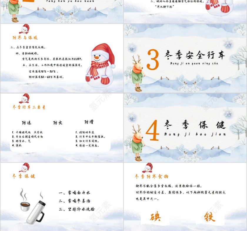 冬季防寒防冻教育安全教育PPT模板第3张