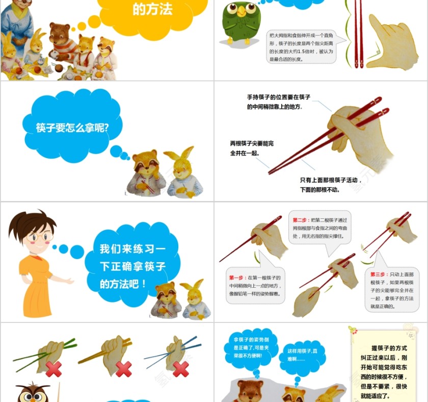 可爱卡通儿童用餐礼仪PPT模板第2张
