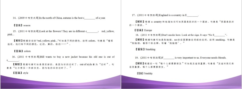 简约初中英语语法名词PPT模板第13张