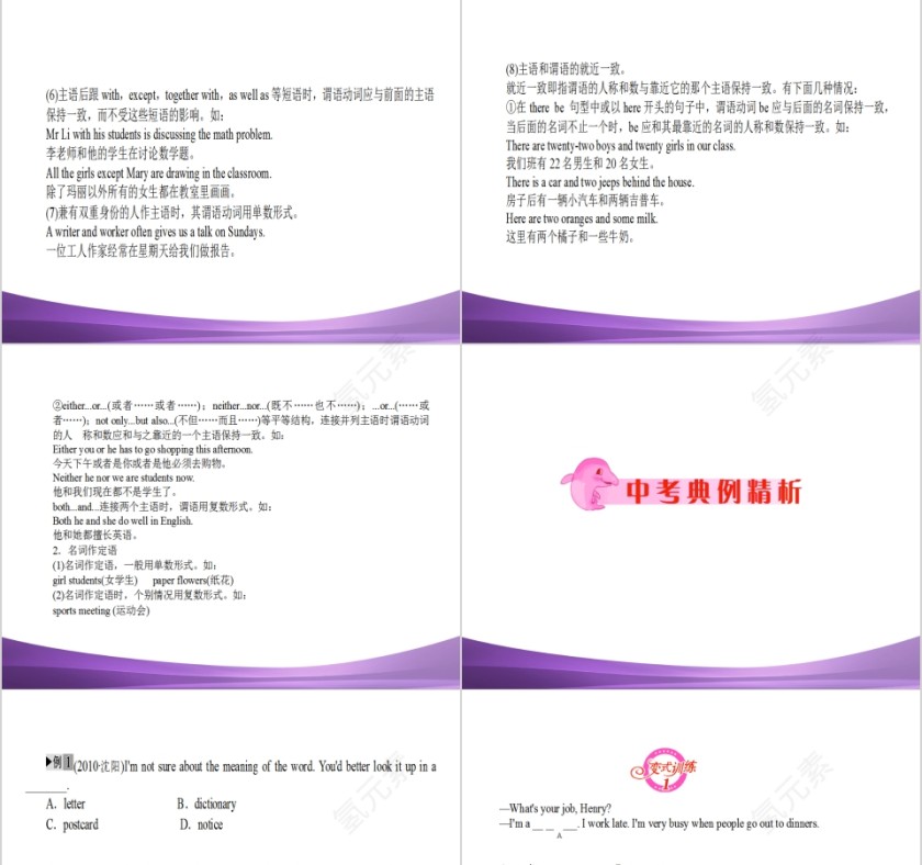 简约初中英语语法名词PPT模板第5张