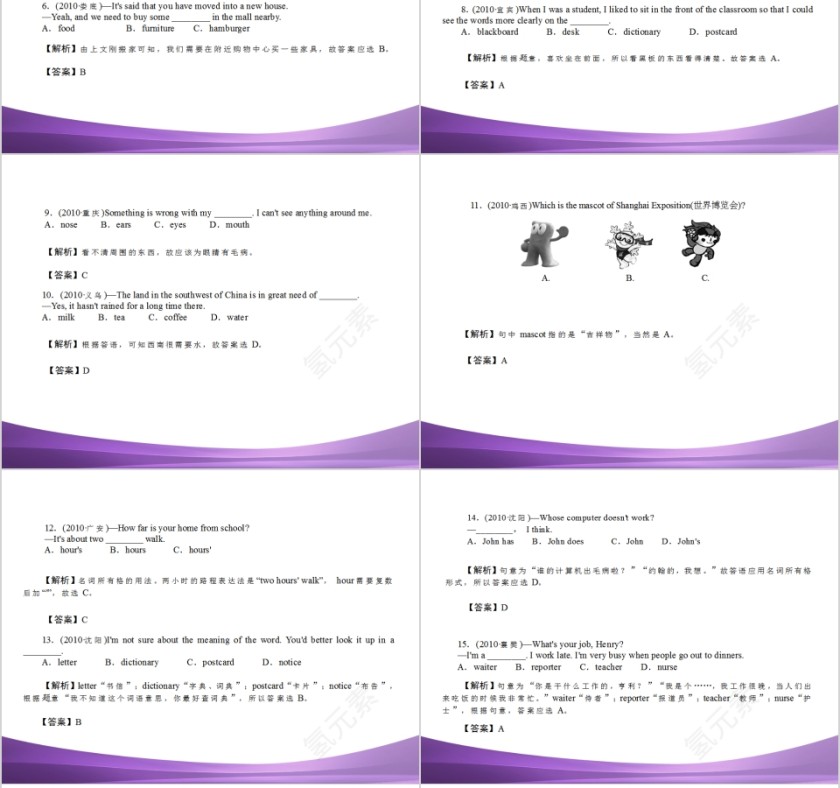 简约初中英语语法名词PPT模板第8张