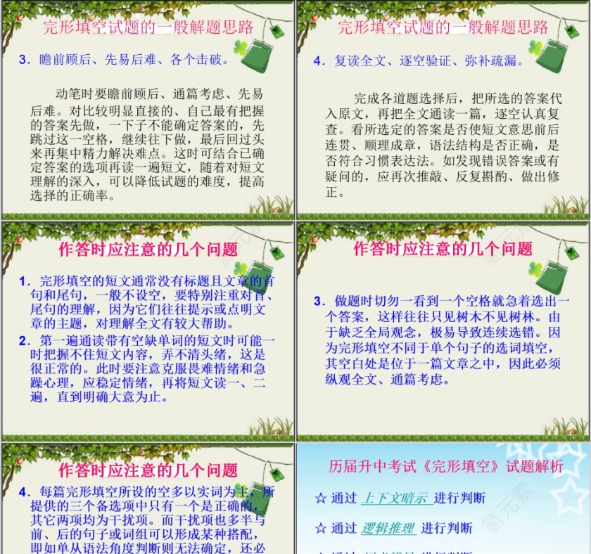 中考完形填空解题技巧及例题解析PPT第3张