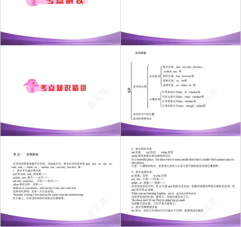 初中英语语法连词PPT模板第2张