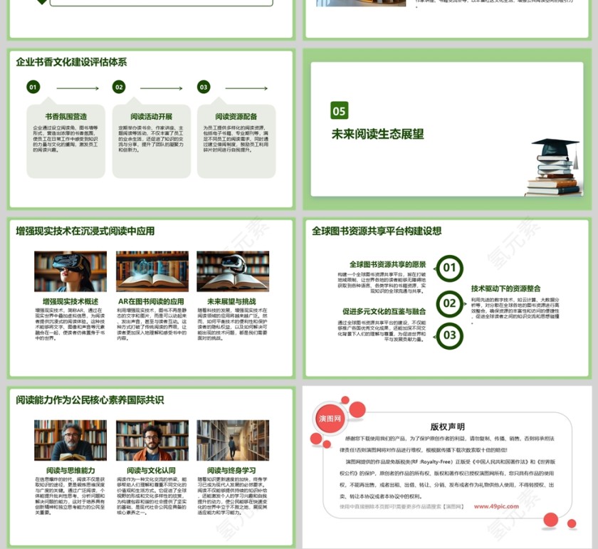 绿色清新世界读书日课件PPT模版第4张