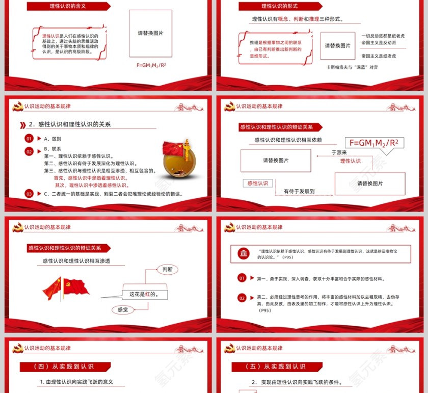 红色党建风简约实践论宣传PPT动态模板第6张
