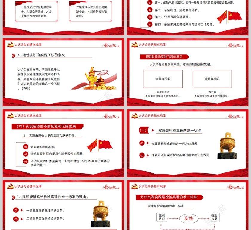红色党建风简约实践论宣传PPT动态模板第7张