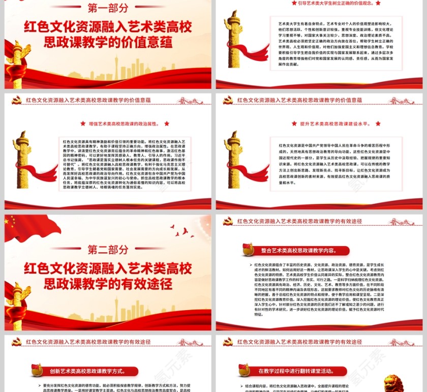 红色党政风文化资源融入艺术类高校思政课教学探究PPT模板第2张