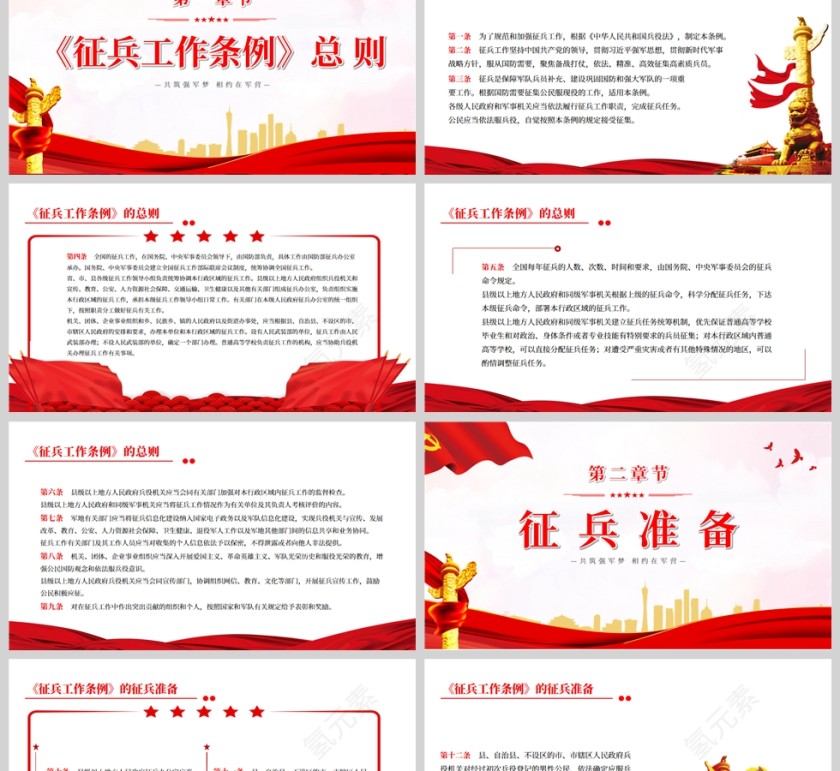 红色党政风征兵工作条例PPT模板第2张