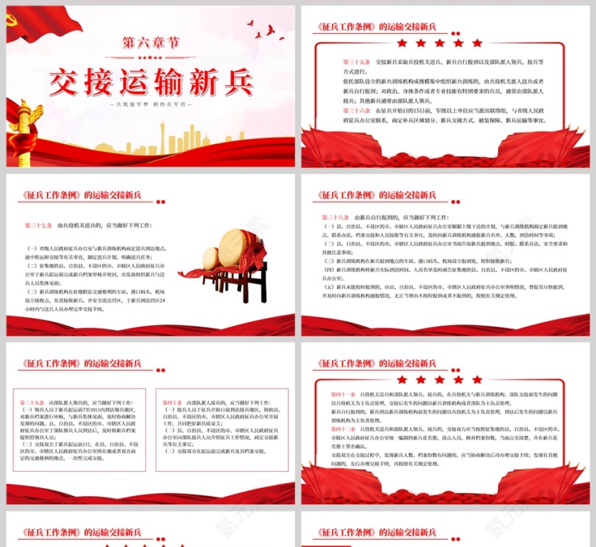 红色党政风征兵工作条例PPT模板第5张